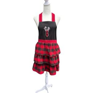 Red‎ Plaid Christmas Holiday Apron with Embroidered Reindeer St. Nicholas Square